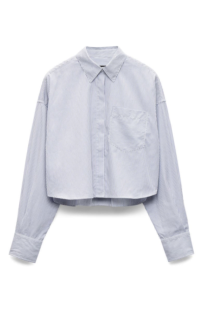 rag & bone Marin Stripe Crop Cotton Button-Up Shirt, Alternate, color, White Stripe