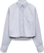 rag & bone Marin Stripe Crop Cotton Button-Up Shirt