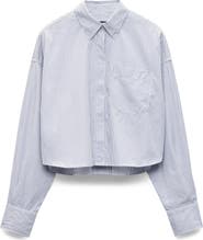 rag
bone Marin Stripe Crop Cotton Button-Up Shirt