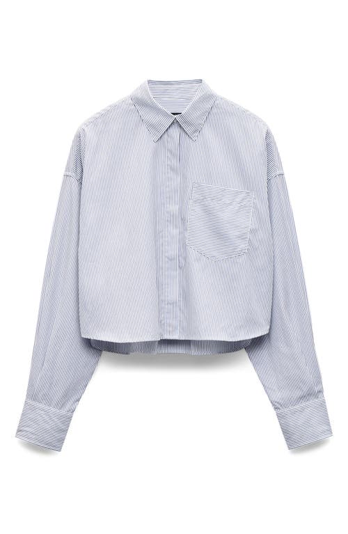 Rag & Bone Marin Stripe Crop Cotton Button-up Shirt In White