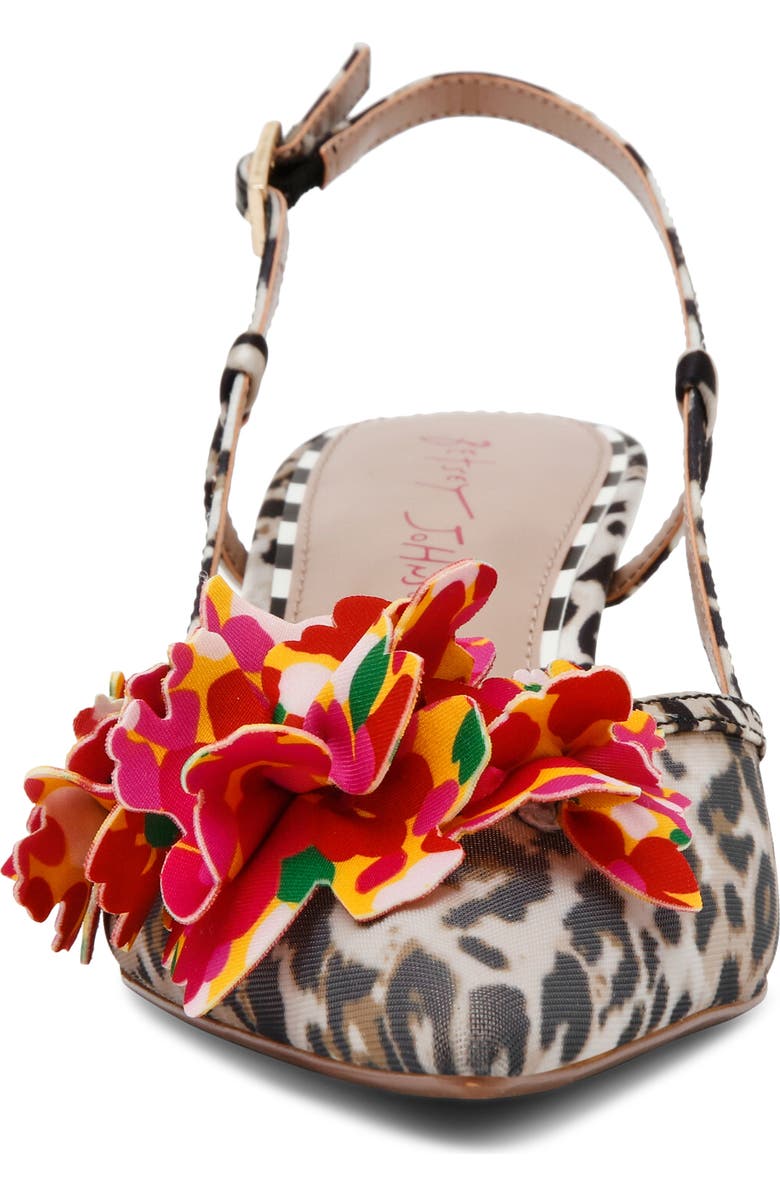 Betsey Johnson Baylee Pointed Toe Slingback Pump, Alternate, color, Leopard Multi