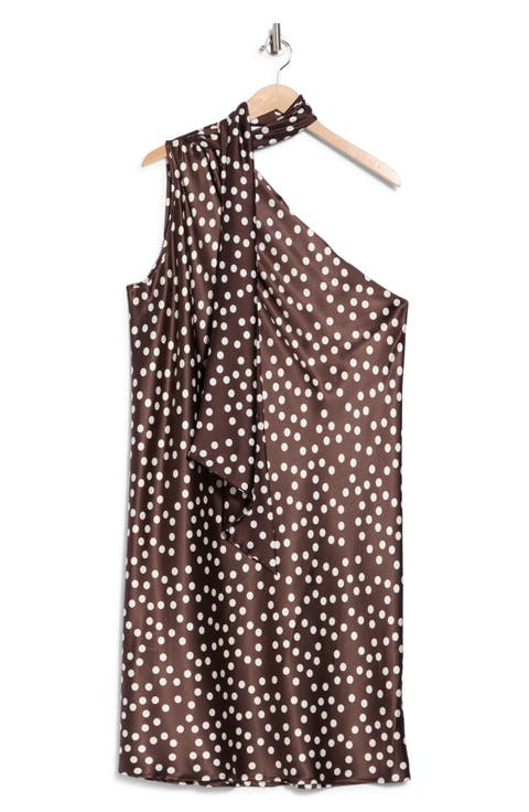 One-Shoulder Polka Dot Dress