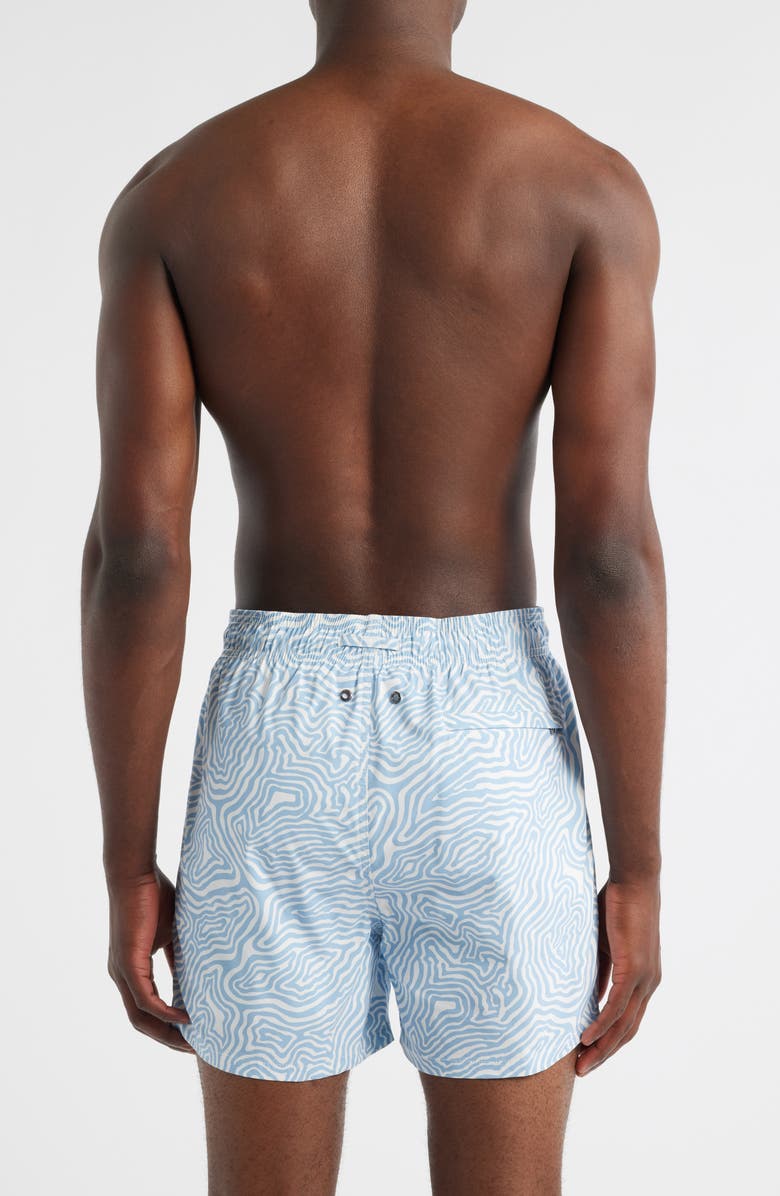 Bugatchi Cruz Geo Print Swim Trunks, Alternate, color, Air Blue