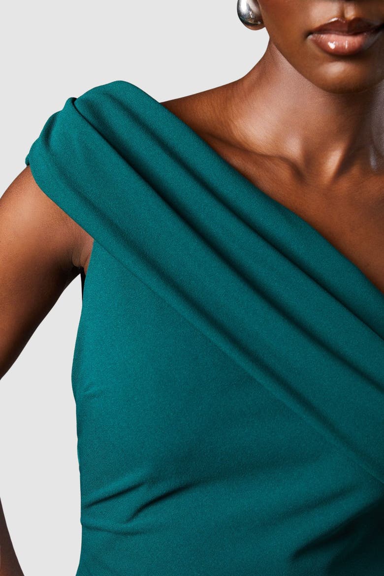 Asymmetrical Neck Maxi Dress, Alternate, color, Emerald