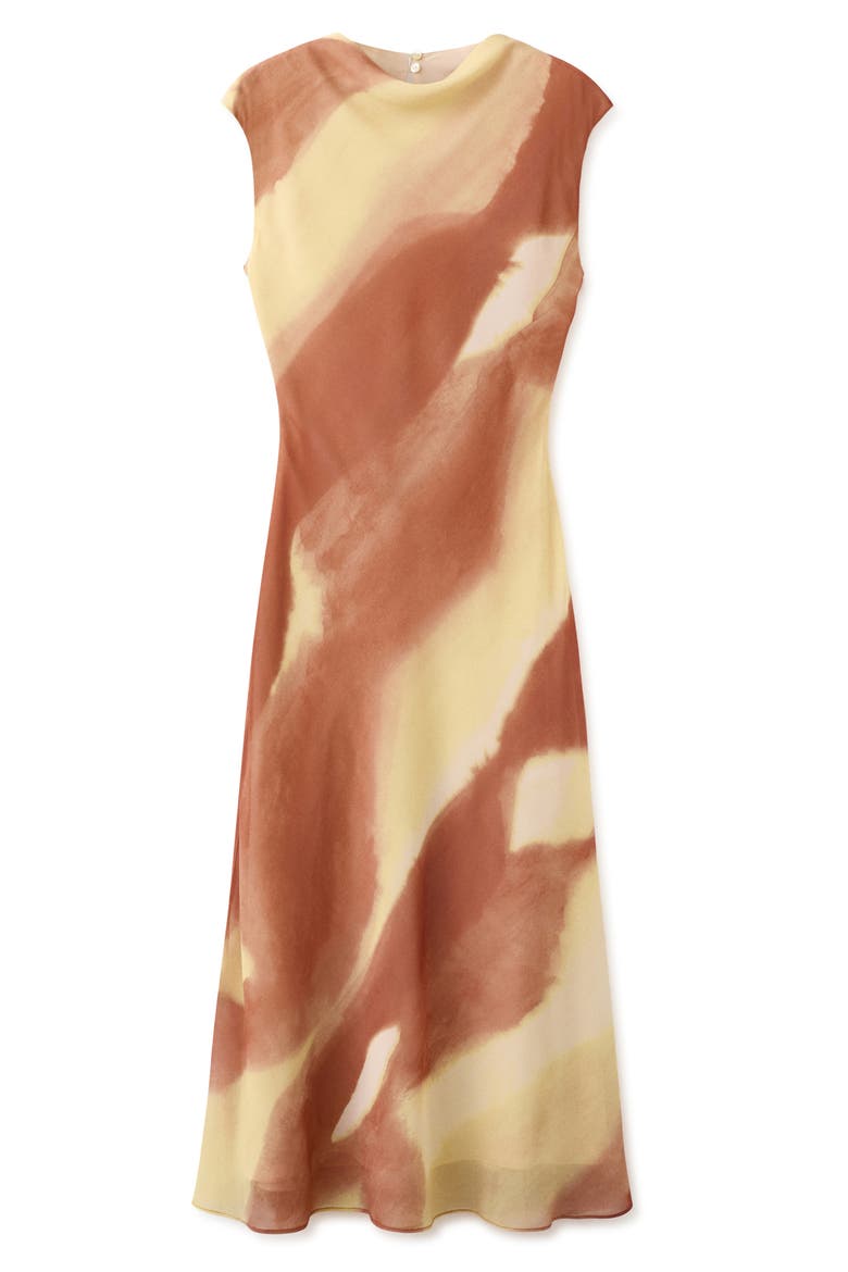 Printed A-Line Dress, Main, color, PASTEL YELLOW