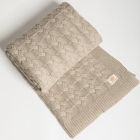 Double Cable Organic Cotton Throw Blanket