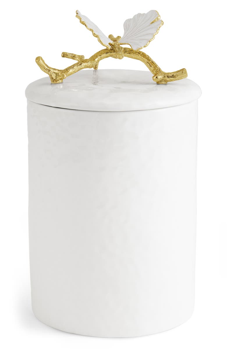 Michael Aram Butterfly Ginkgo Small Canister, Main, color, White/ Gold