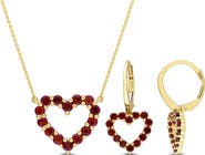 Julianna B. 2-Piece Set Garnet Heart Earrings & Necklace