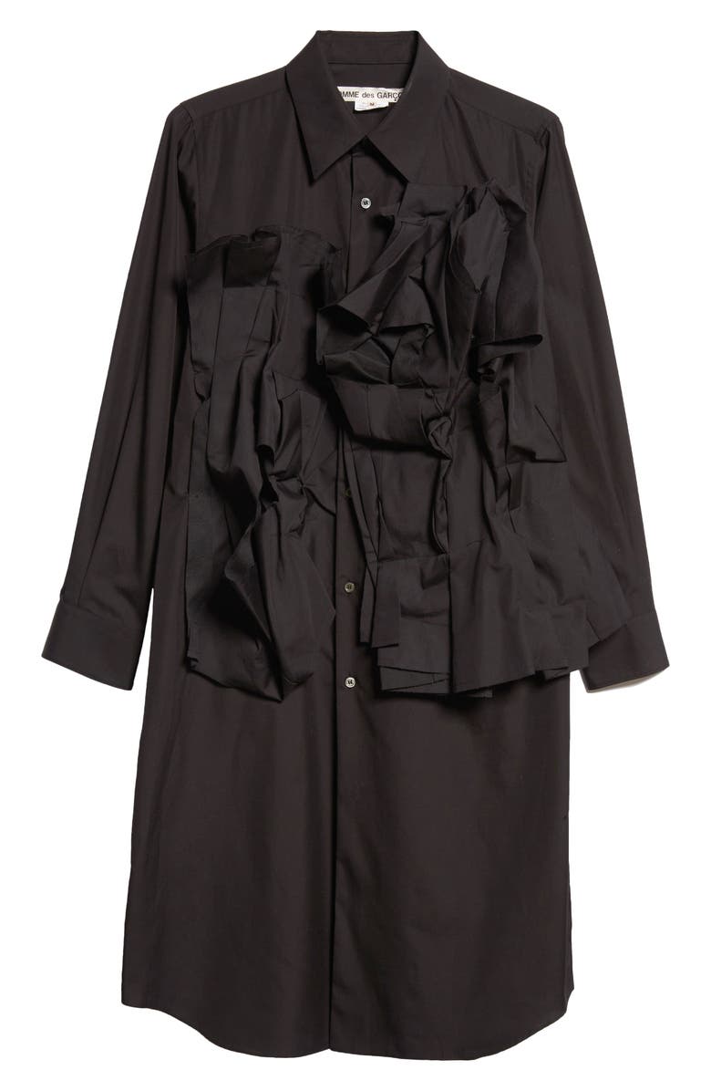 Comme des Garçons Ruffle Long Sleeve Cotton Broadcloth Shirtdress, Alternate, color, 