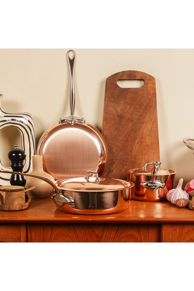 M'3 S 3.2-Qt Copper Saute Pan With Lid, Cast Stainless Steel Handle, Alternate, color, Copper