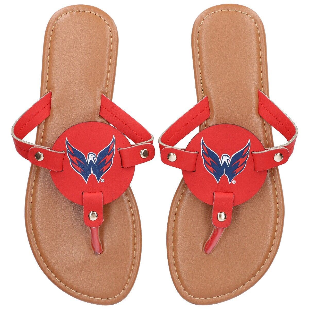 FOCO Women's Washington Capitals Die-Cut Logo Flip Flops, Main, color, 