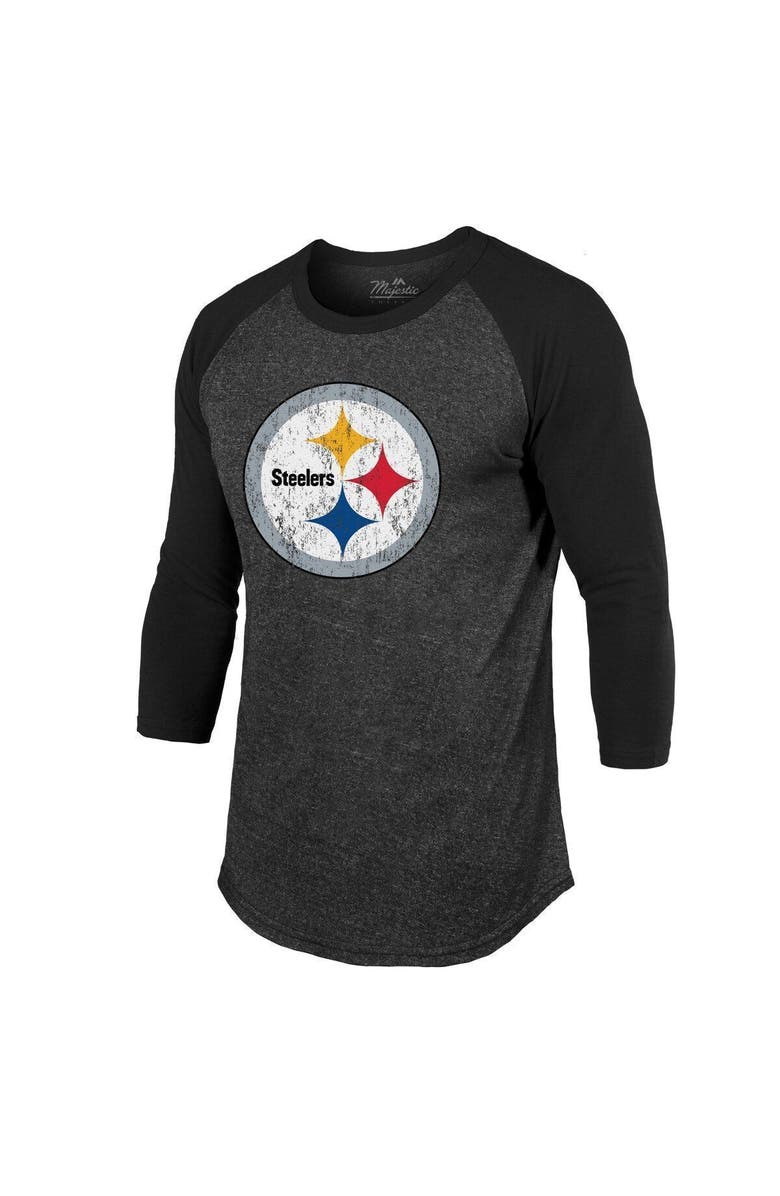 Majestic Threads Men's Majestic Threads Kenny Pickett Black Pittsburgh Steelers Team Color Player Name & Number 3/4-Sleeve Raglan T-Shirt, Alternate, color,