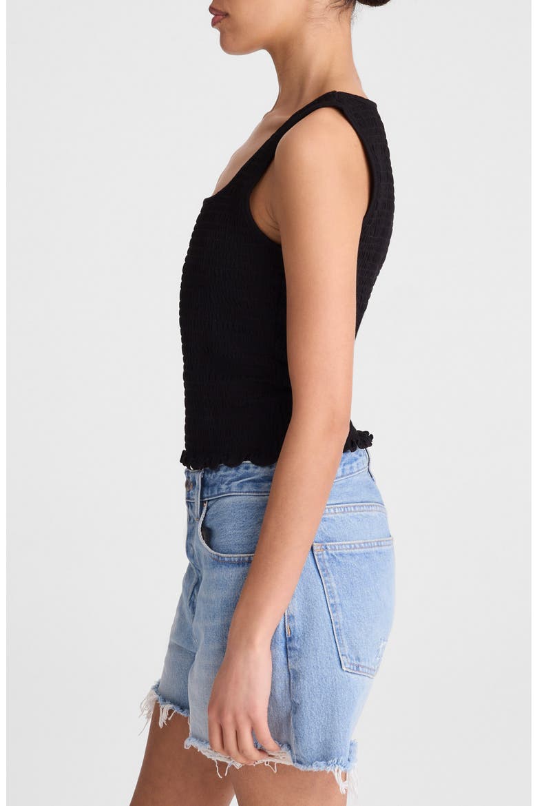 Smocked Square Neck Tank, Alternate, color, JET BLACK