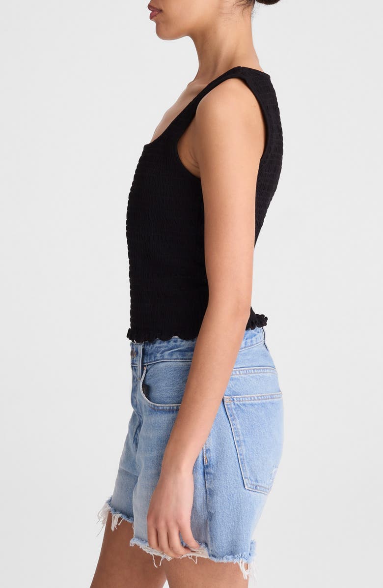 Madewell Smocked Square Neck Tank, Alternate, color, Jet Black