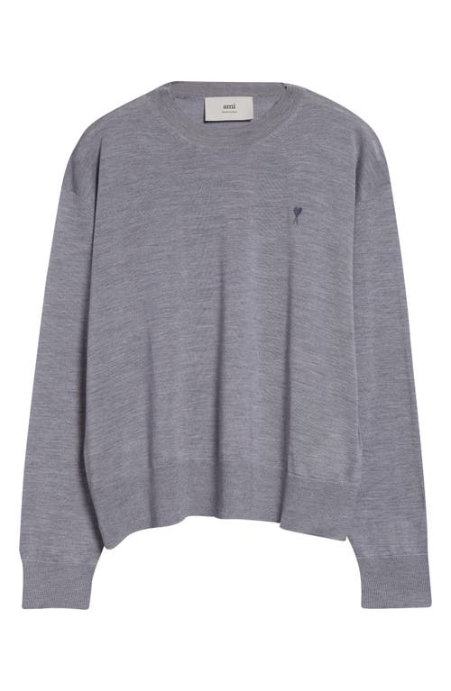 Ami Alexandre Mattiussi Ami Paris Gray Ami De Coeur Sweater In Wool And Silk In Gray