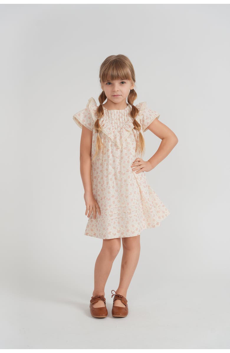 Charlotte & George Floral V Shape Yoke Jumper Dress, Alternate, color, Cocoa