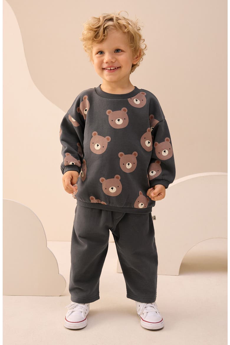 Bear Print Sweatshirt & Joggers Set, Alternate, color, GREY