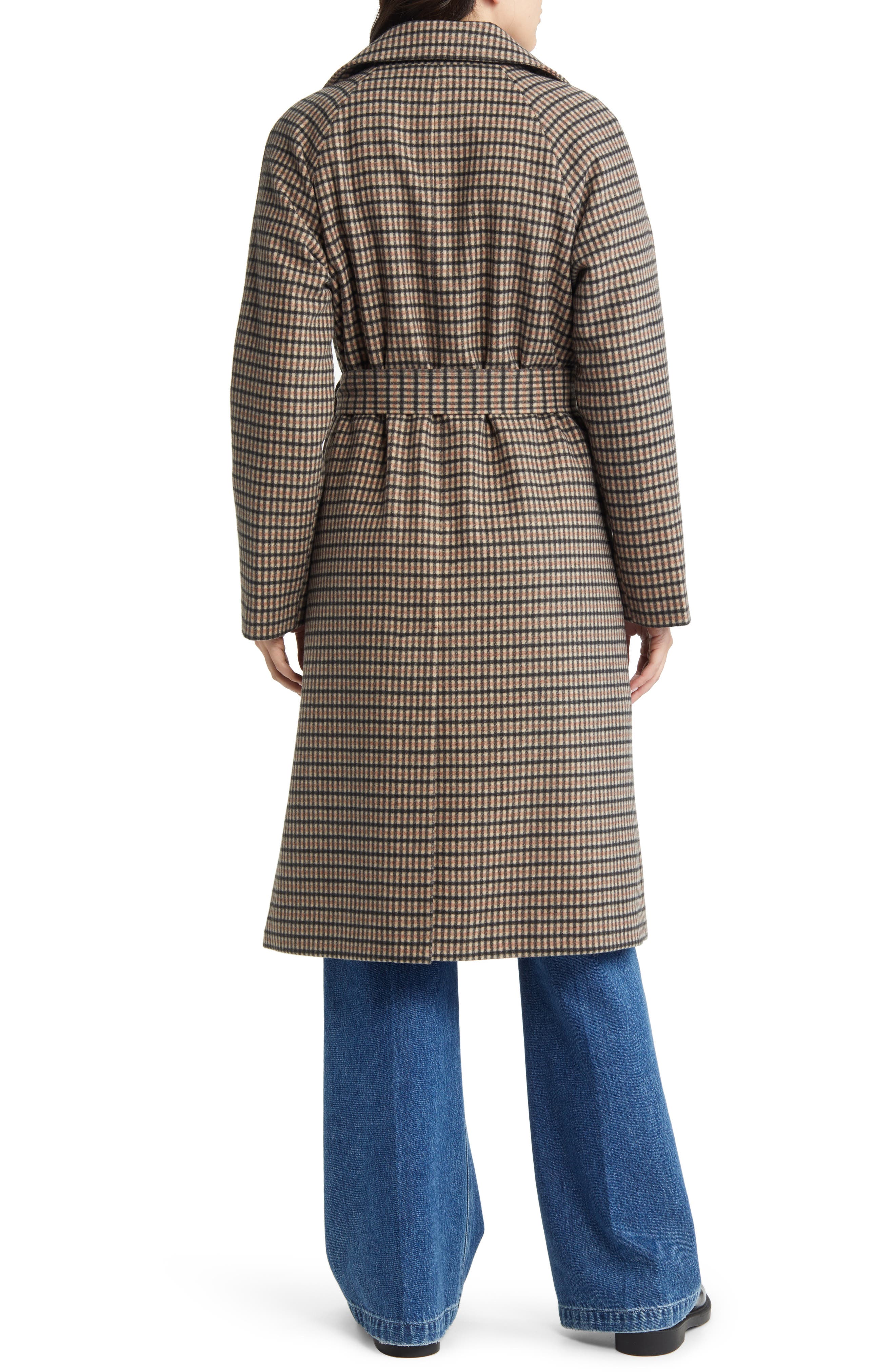 Plaid Wool Blend Trench Coat - image 2