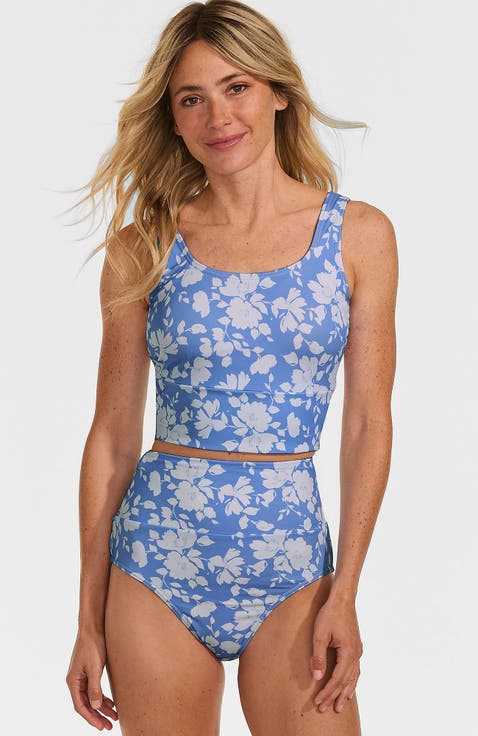 Tugless Tankini Top and High Waisted Bottom Swimsuit Set