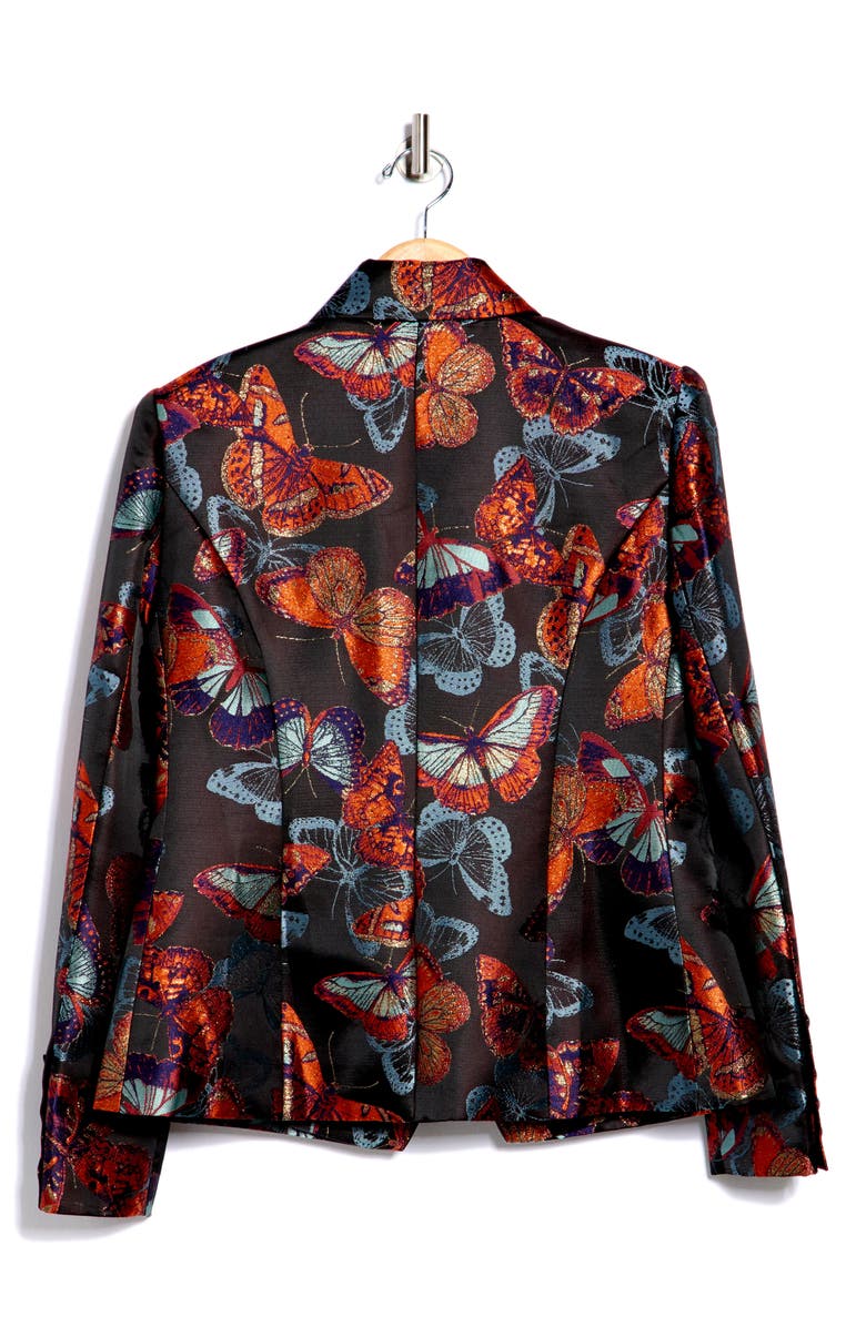 L'AGENCE Marie Butterfly Jacquard Double Breasted Blazer, Alternate, color, Multi Butterfly Jacquard