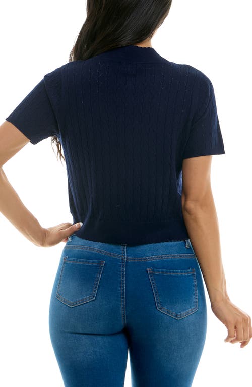 Nina Leonard Box Knit Bolero In Navy