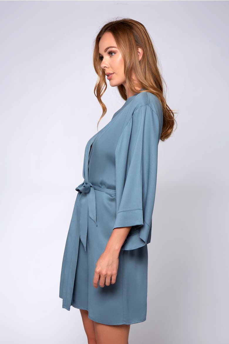 Organic Cotton and Tencel Blend Robe, Alternate, color, Blue