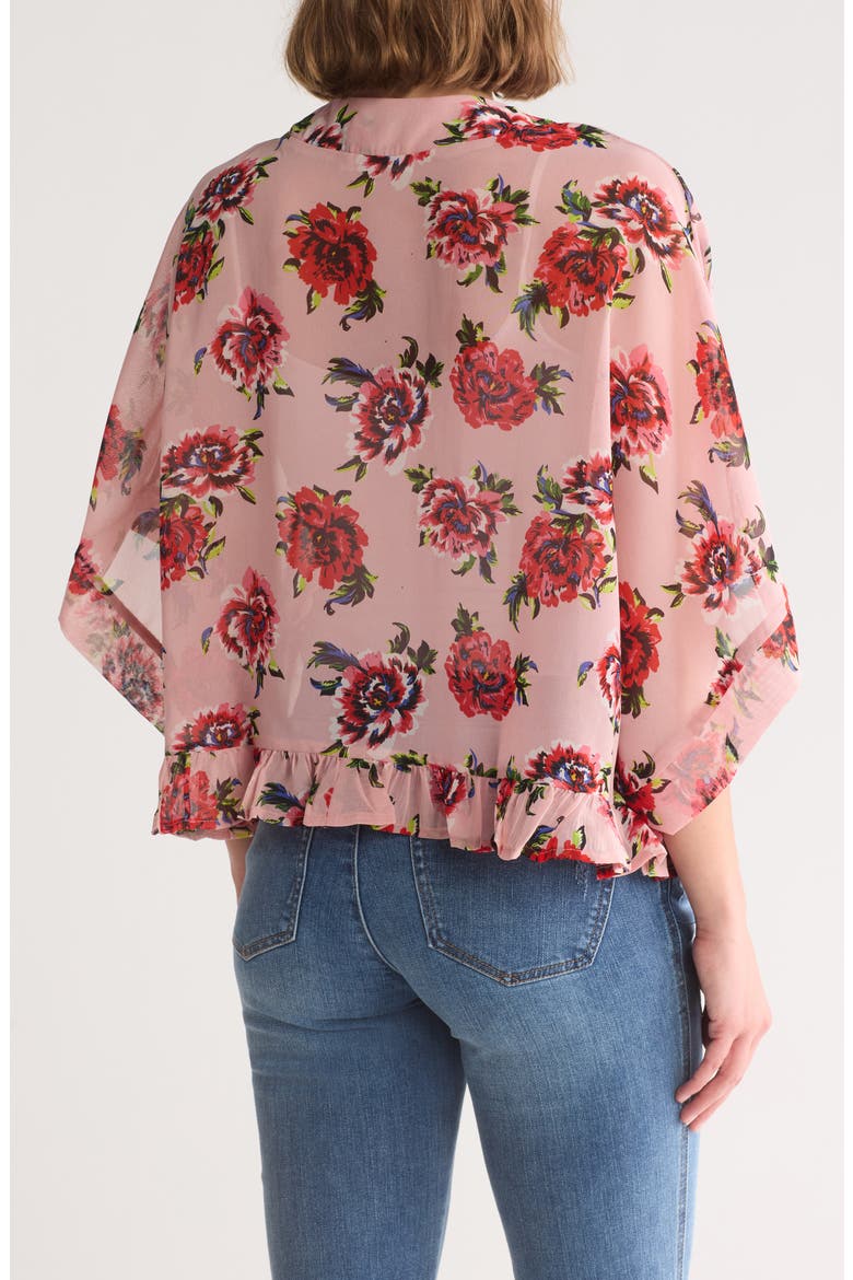 Rose Print Cardigan, Alternate, color, PINK