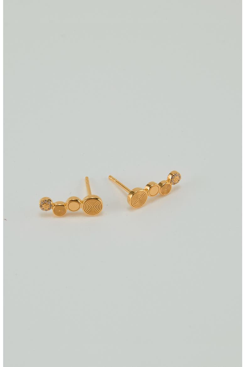 Tiered Etched Round Stud Earring, Main, color, Gold