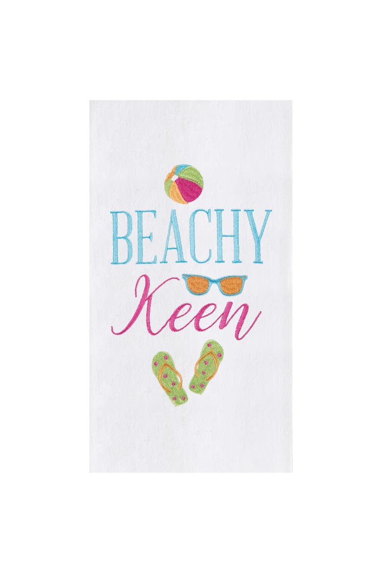 Beachy Keen Embroidered Flour Sack Cotton Kitchen Towel, Main, color, White