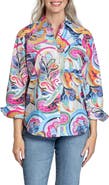 APNY Oversize Feather Print Button-Up Shirt