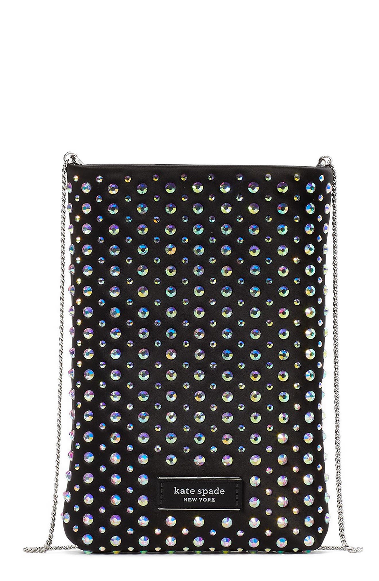 Kate Spade New York swing embellished satin phone crossbody bag, Main, color, 