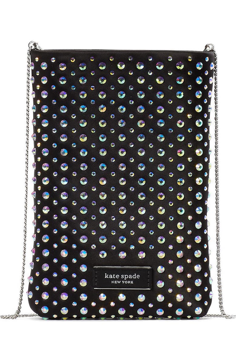 Kate Spade New York swing embellished satin phone crossbody bag, Main, color,