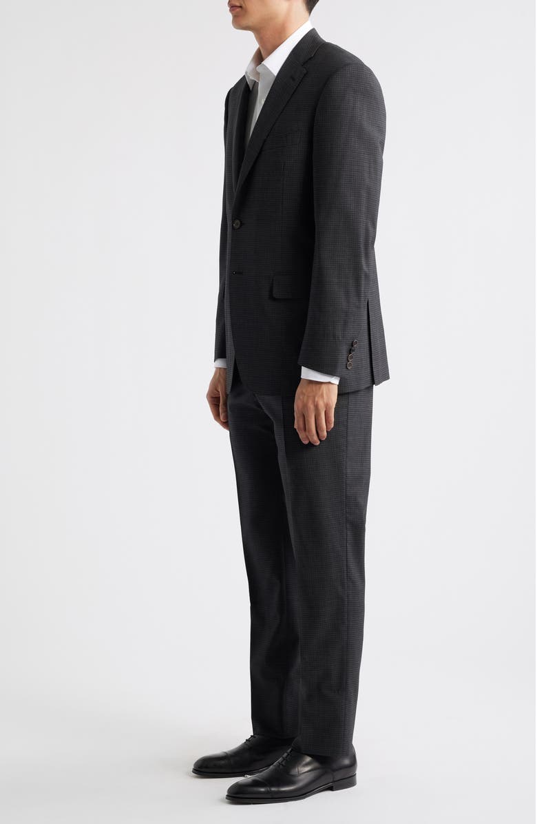 Canali Siena Regular Fit Check Stretch Wool Suit, Alternate, color, Charcoal