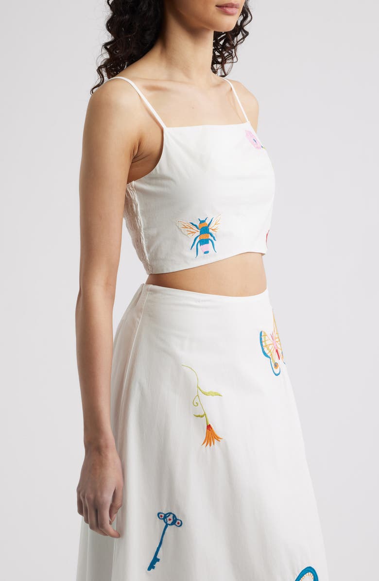 Cleobella Sage Embroidered Organic Cotton Crop Tank, Alternate, color, Montecito Embroidery Motif