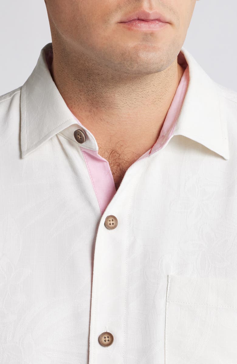 Tommy Bahama Surf the Yule Holiday Embroidered Short Sleeve Silk Button-Up Shirt, Alternate, color, 