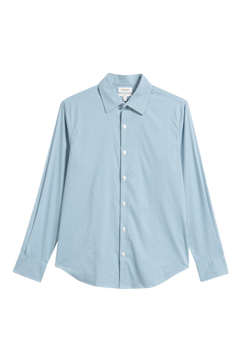 Tech Stretch Button Up Shirt, Main, color, JUNIPER GREEN MICRO CHECK