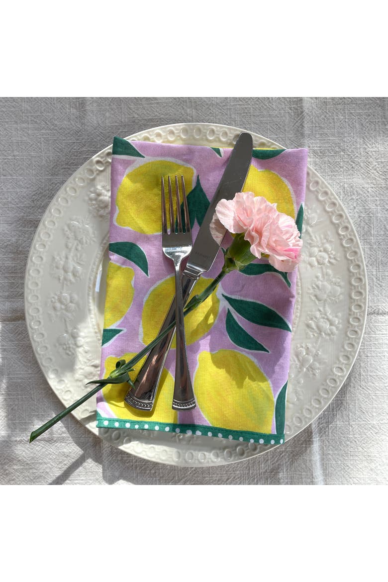 Lemon Print Organic Napkins - Set of 4, Alternate, color, Multi