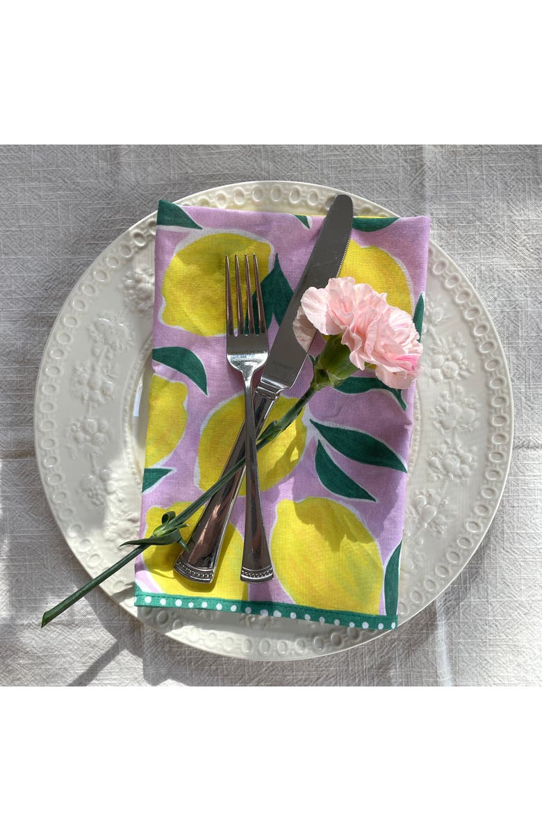 Supra Endura Lemon Print Organic Napkins - Set of 4, Alternate, color, Multi