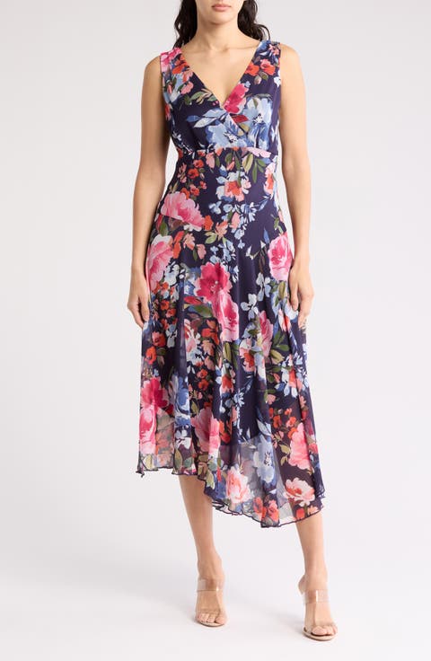 Chiffon Asymmetric Midi Dress