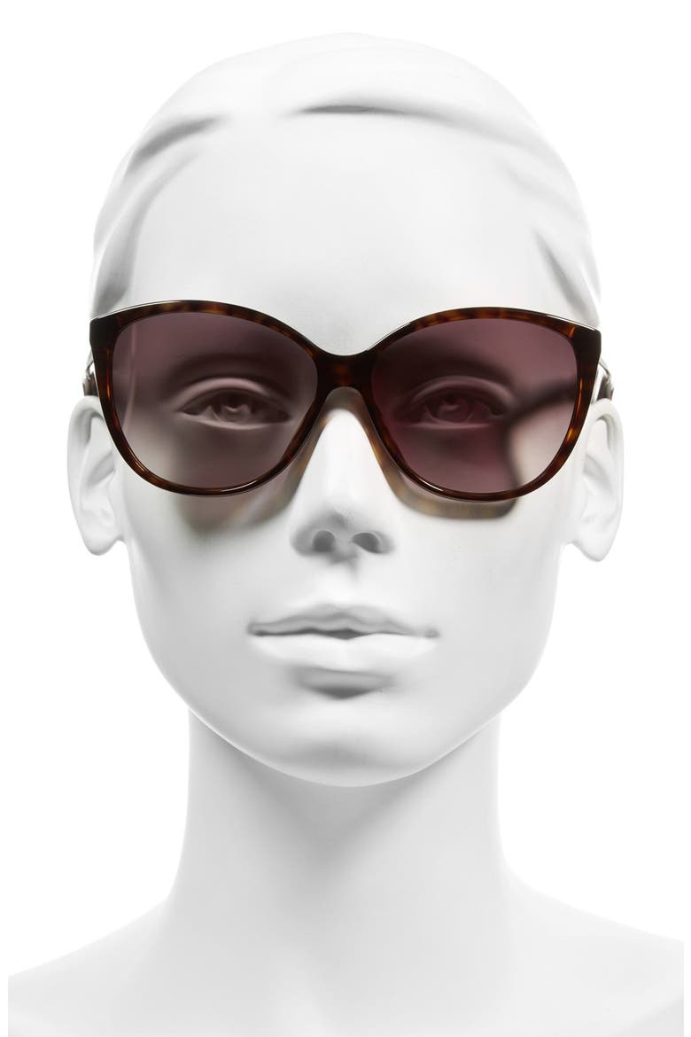 58mm Cat Eye Sunglasses, Alternate, color, DARK HAVANA