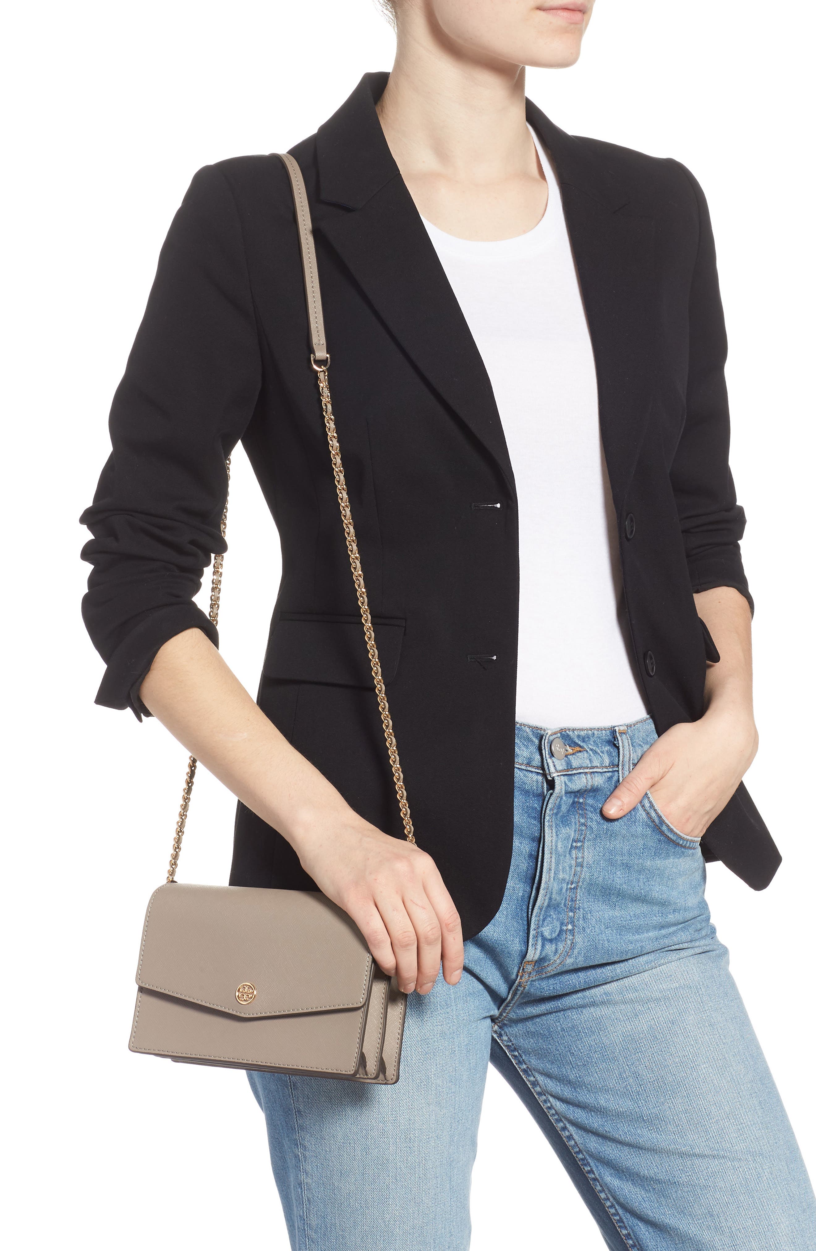 Tory Burch Mini Robinson Convertible Leather Shoulder Bag, Alternate, color, 
