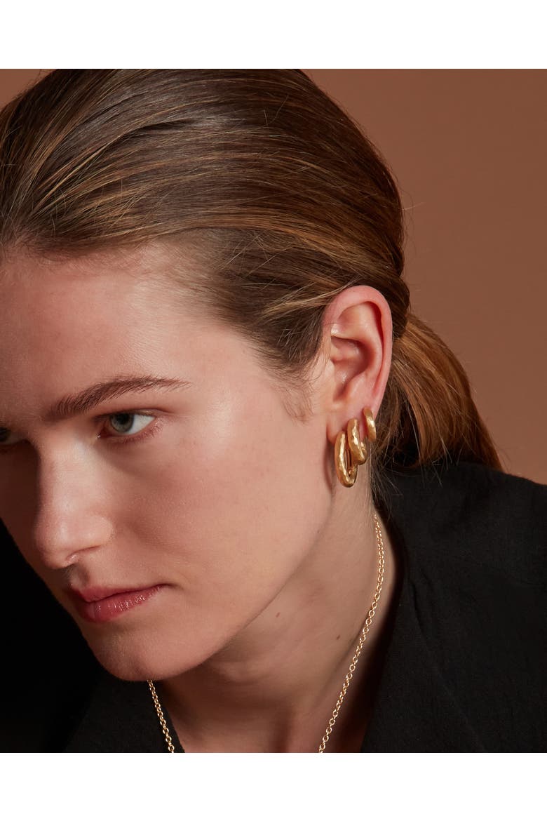 Wander Hoops. Handmade in Italy, Alternate, color, Gold Plated