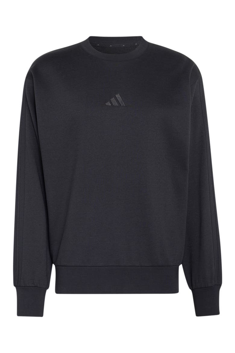 Essentials 3-Stripes Fleece Sweatshirt, Alternate, color, BLACK/ BLACK