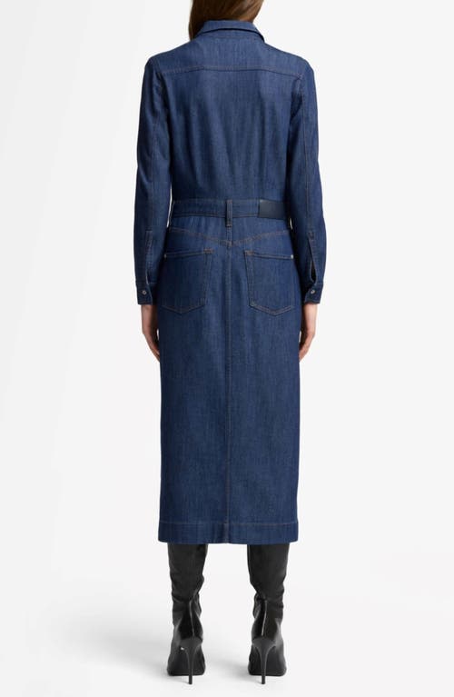 7 For All Mankind Long Sleeve Denim Midi Dress In Blue