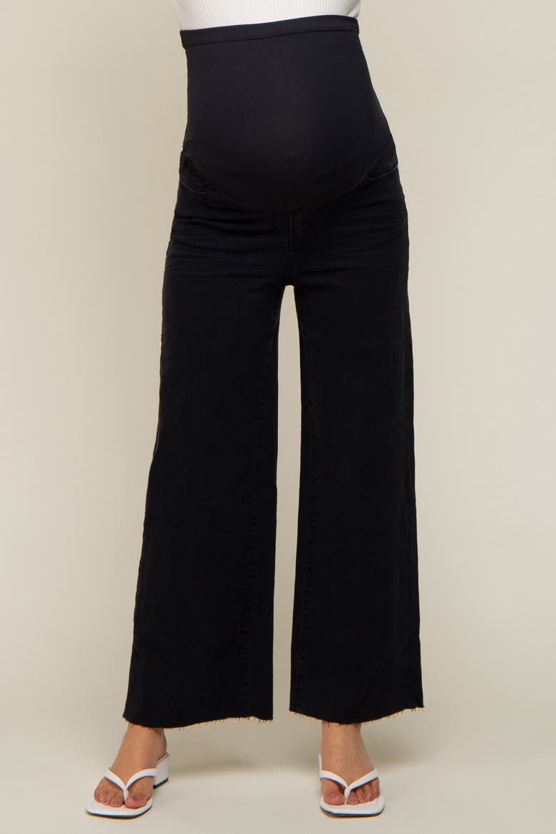 Wide Leg Raw Hem Maternity Jeans, Alternate, color, Black