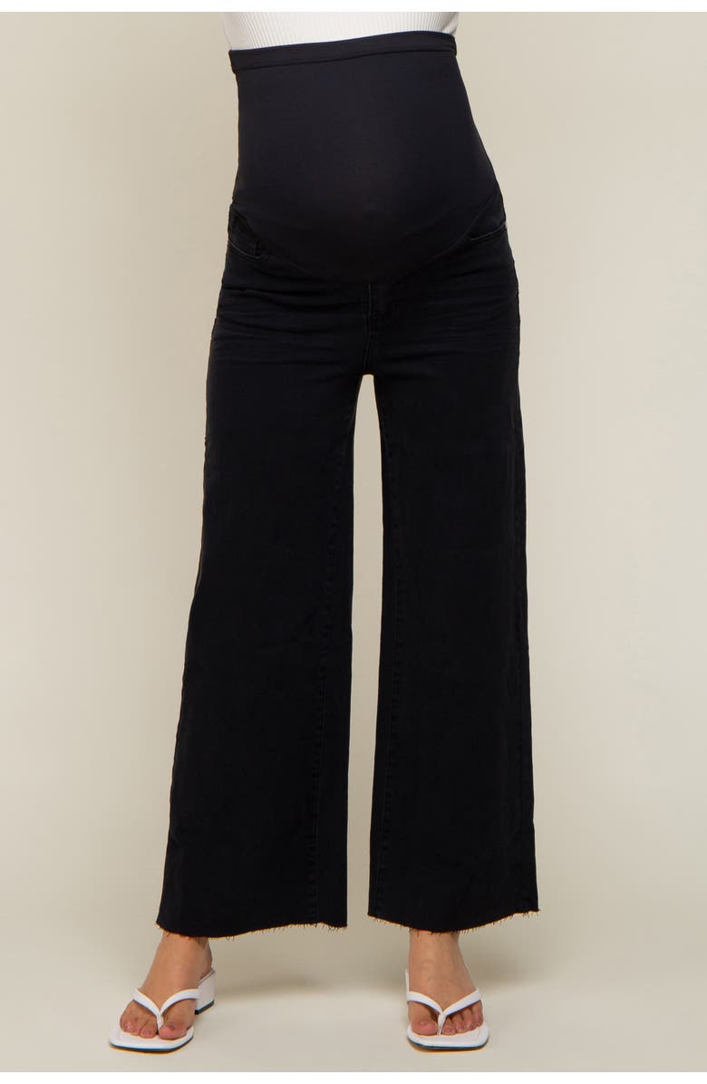 PinkBlush Wide Leg Raw Hem Maternity Jeans, Alternate, color, Black