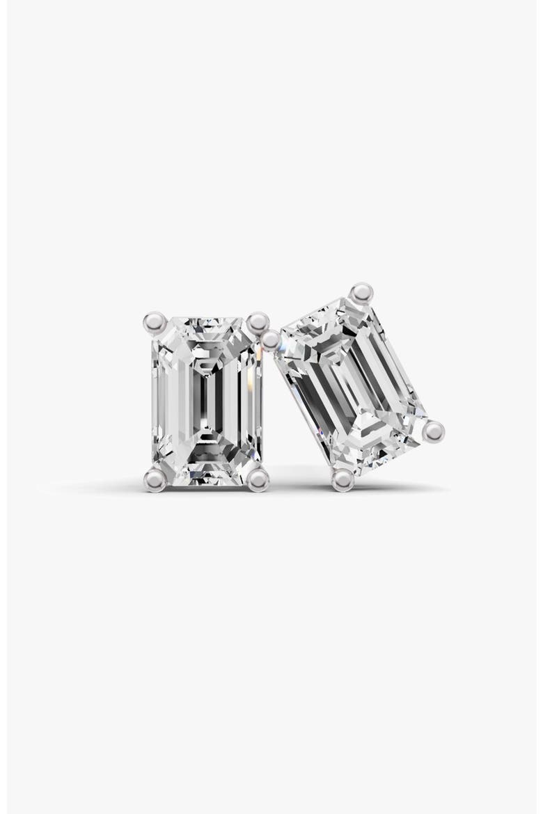 14K Gold Studs Earrings 0.25 ct Emerald Solitaire, Main, color, White Gold