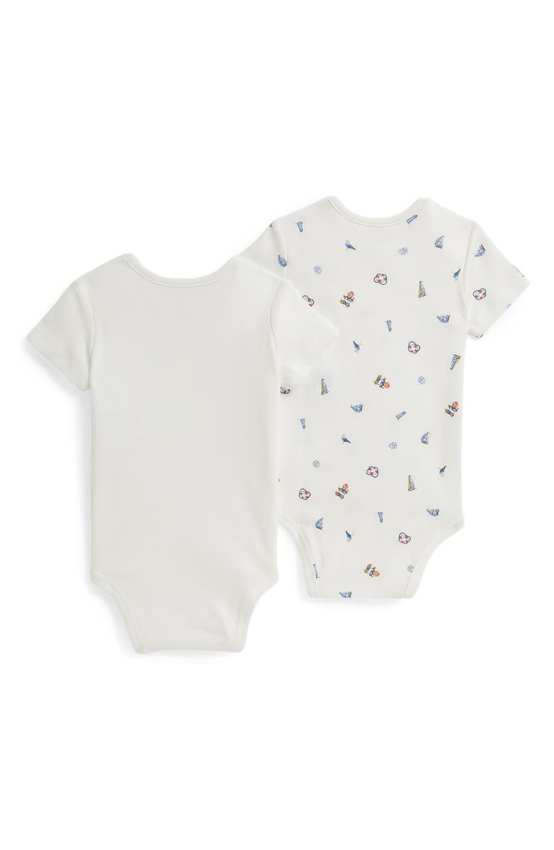 Ralph Lauren Assorted 2-Pack Cotton Bodysuits, Alternate, color, Maritime Boy Bear Toss