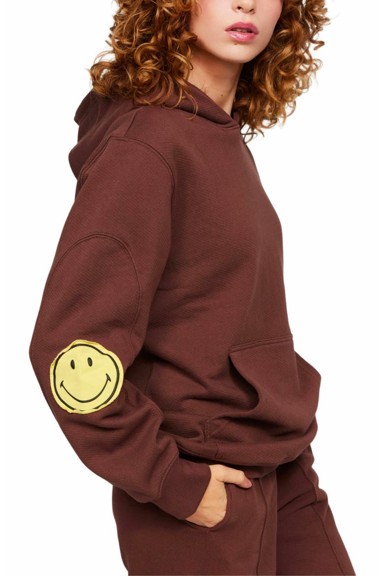 SMILEY OVERSIZED HOODIE, Alternate, color, BROWN