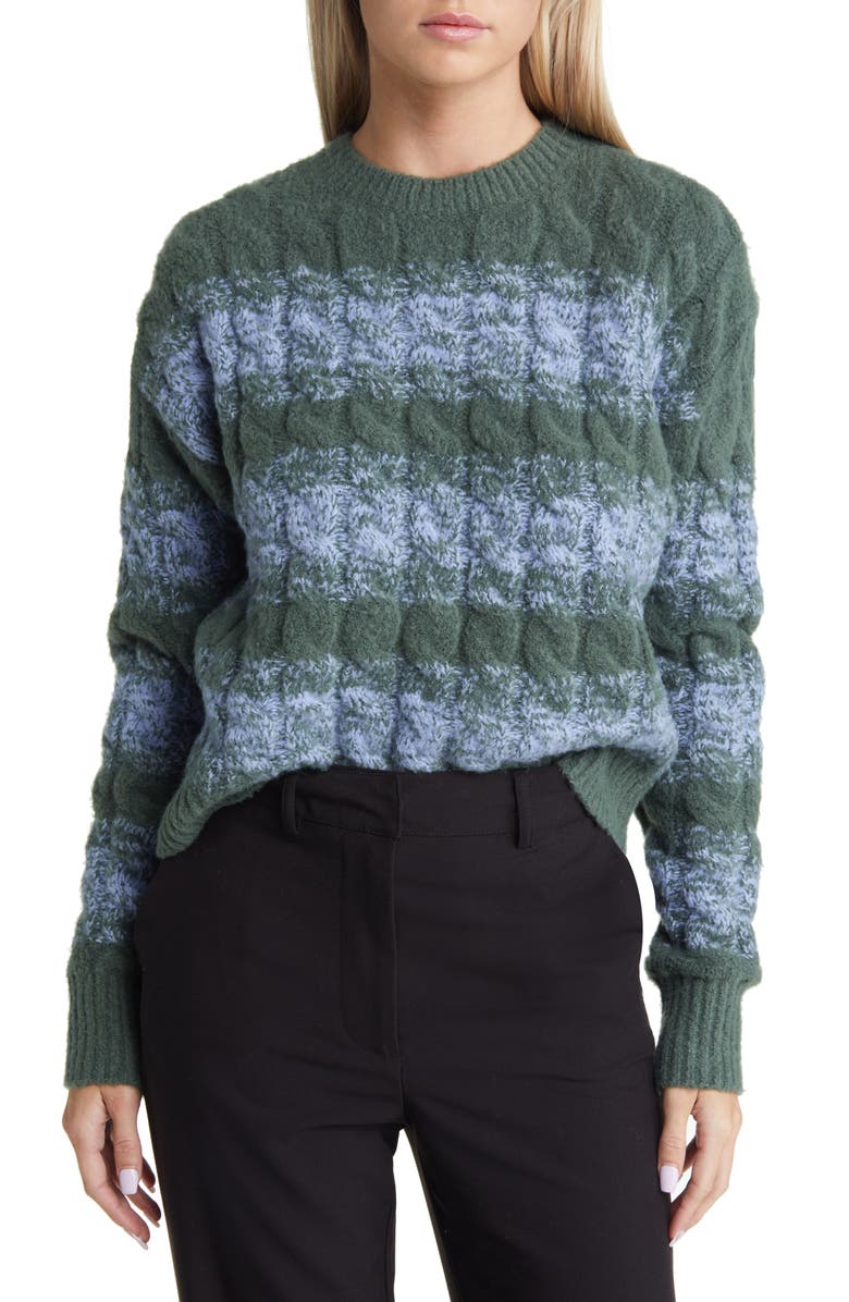 Open Edit Stripe Cable Sweater, Main, color, 